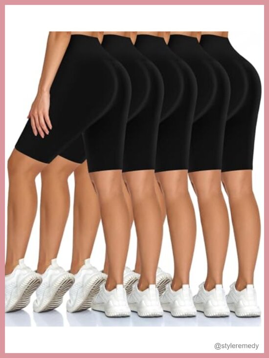 Pants - 5 Pack High Waist Biker Shorts Buttery Soft 8" Workout Yoga Athletic Shorts